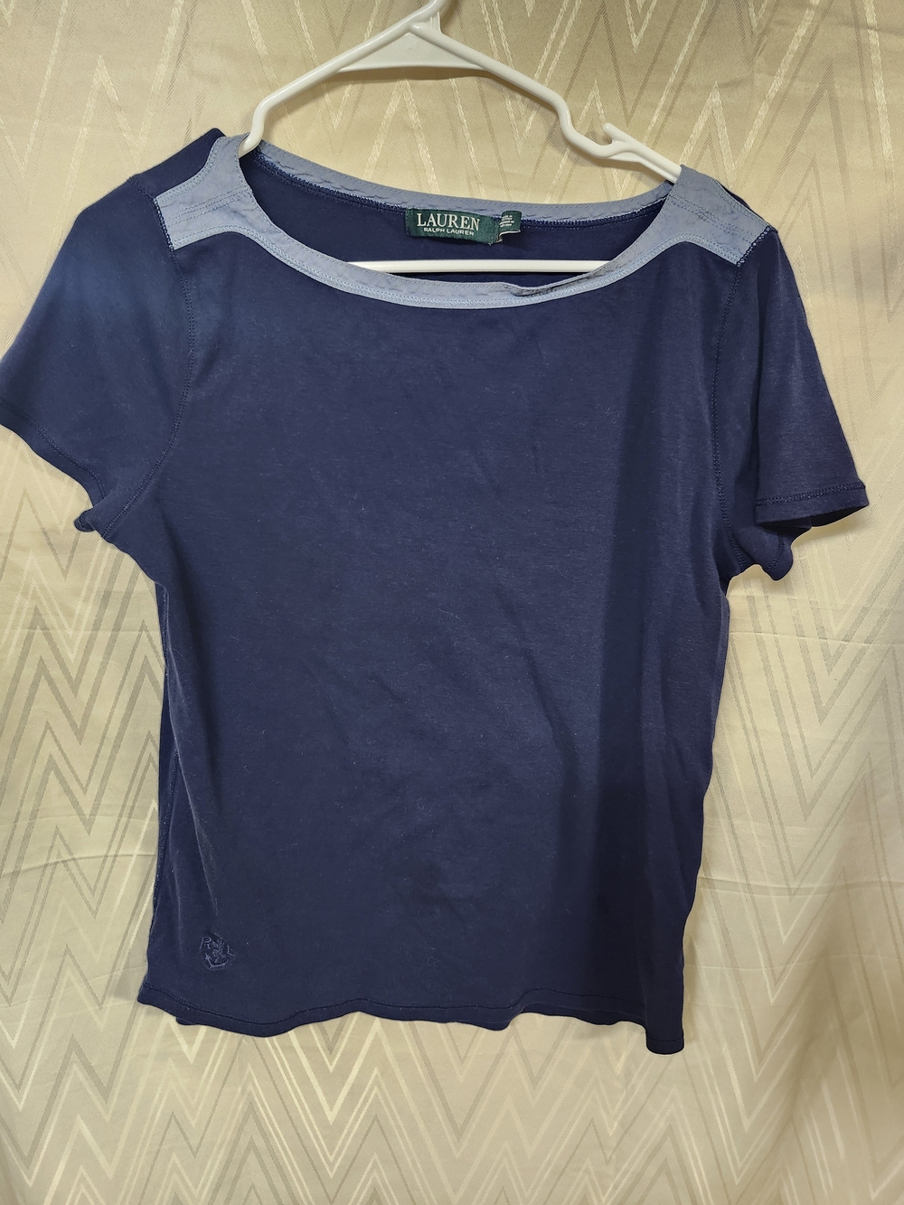 Lauren Ralph Lauren Navy Tee with Light Blue Trim